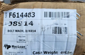 (Box of 25) MacLean J8914 Square Head Machine Bolt w/ Nut 3/4 x 14 F614483 - Picture 1 of 2