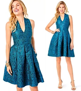Lilly Pulitzer Tanlee Floral Brocade Dress Teal Bay Blooming Brocade sz 12  $258 - Picture 1 of 20