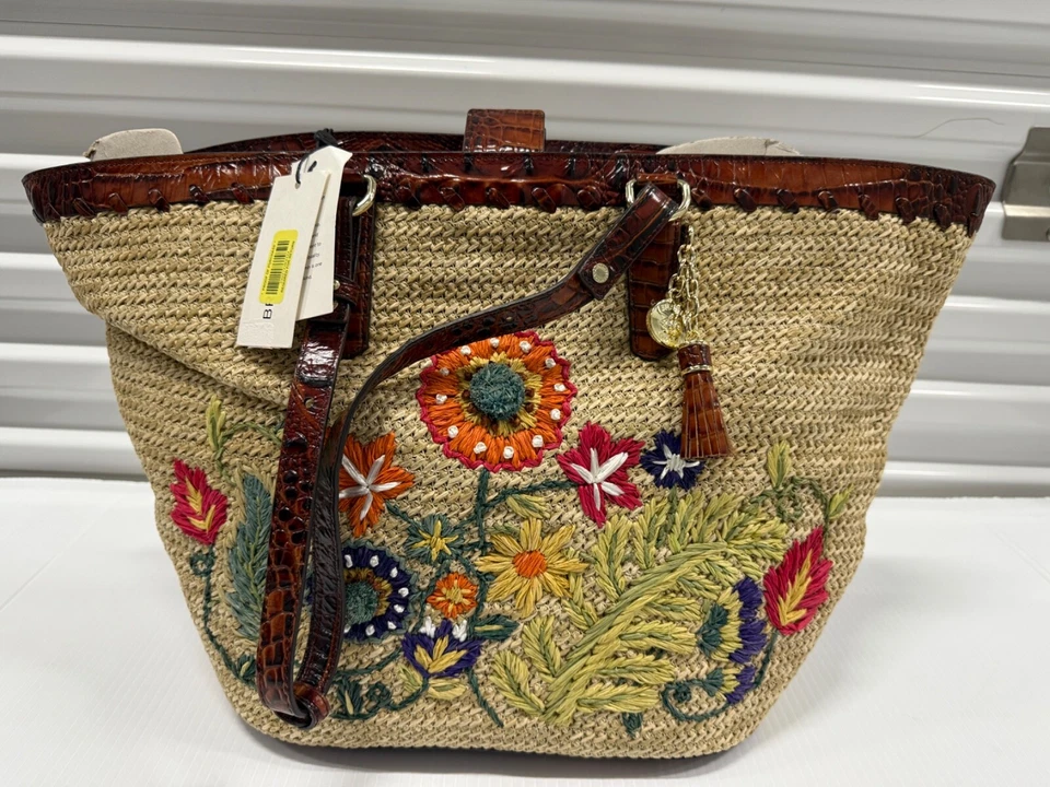 Brahmin Romina Q46119200023 Natural Le Jardin Straw Large Tote