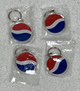 4 New Pepsi Soda Keychains Key Rings Plastic Acrylic Red White Blue 1.75" - Picture 1 of 2