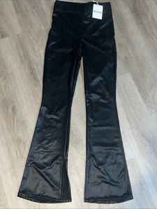 Show Me Your Mumu Nashville Pull On Flare Pant S Black Faux Leather Orig $158 - Picture 1 of 6