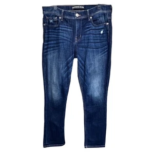 Express Jeans Mia Mid Rise Cropped Legging Dark Wash Denim Women's Size 10R - Picture 1 of 11