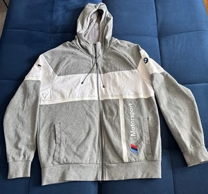 BMW Motorsport Puma Sweatshirt Hoodie Gr. L Large grau weiß Full Zip & Taschen - Bild 1 von 7
