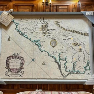 BNWT A New Description Of Carolina Antique Map Reproduction Framed - Picture 1 of 4