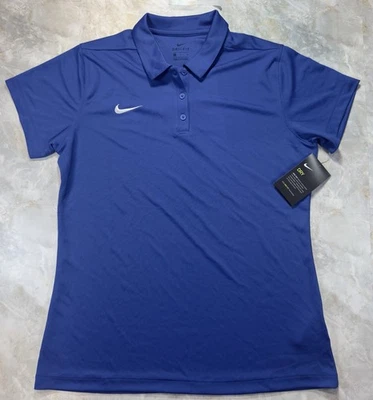女式耐克比赛日 Dri-Fit 足球 Polo 蓝色 L 码全新带标签 40 美元 — 第 1/4 张图片
