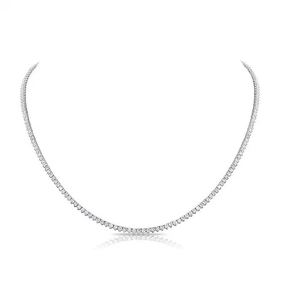 Collar de tenis de 6,00 quilates de 3 puntas, diamante natural, 17 pulgadas, oro blanco de 14 k Foto 1 de 4