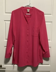 Blusa para mujer Chico’s Zenergy rosa manga larga cuello en V abotonada talla 2 - Imagen 1 de 8