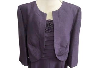 Jacques Vert Plum Damson Dress Size UK 22 + Jacket 22 Ec Away 2.9 Fit 20-22 - Picture 1 of 10