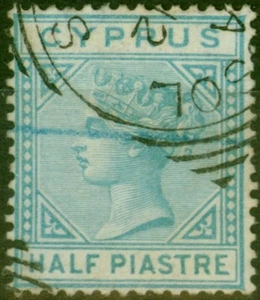 Zypern 1881 1/2pi Smaragdgrün SG11 fein gebraucht (6) - Bild 1 von 1