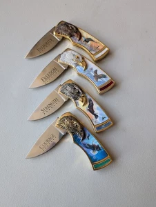 Franklin Mint Set Of 4 Eagle Collectors Knives - Picture 1 of 3