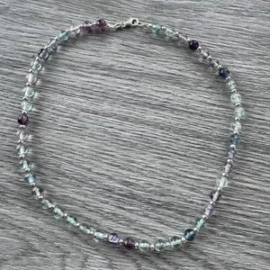 Superbe Collier en argent massif Et Perles De Pierre - Picture 1 of 3
