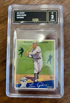 1934 Goudey #25 Roger Cramer Philadephia Athletics GMA 3 VG - Image 1 of 4