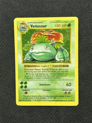 Venusaur 15/102 Shadowless Base Set Holo Rare Pokemon Card - Image 1 of 2