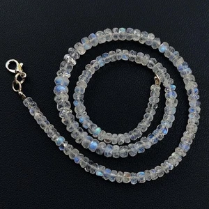 A++ Flashy Moonstone Faceted Rondelle 3-5MM Gemstone Beads Handmade Necklace 18" - Picture 1 of 12