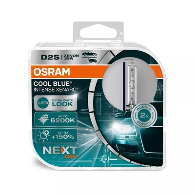Osram D2S Cool Blue Intense Next Gen HID Xenon Bulbs 66240CBN 6200K+150% 2-Pack - Image 1 of 4
