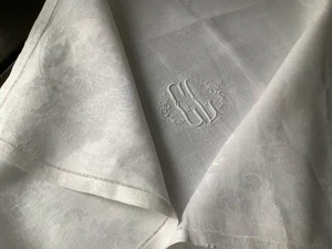 Juego de 11 servilletas antiguas vintage francesas de lino damasco monograma CL - Imagen 1 de 13