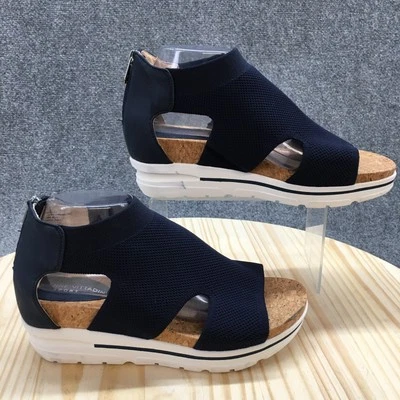 NUEVAS Sandalias Adrienne Vittadini 9.5 M Charla Espalda Cremallera Cuña Tobillo Tirantes Azul Foto 1 de 4