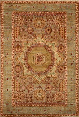 4 x 6 ft Gray  Mamluk Afghan Hand Knotted Medallion Area Rug - Image 1 of 4