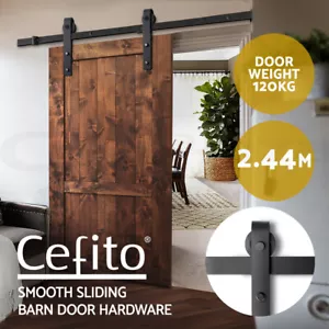 Cefito Sliding Barn Door Hardware Track Set 2.44m Roller Kit Slide Office - Picture 1 of 9