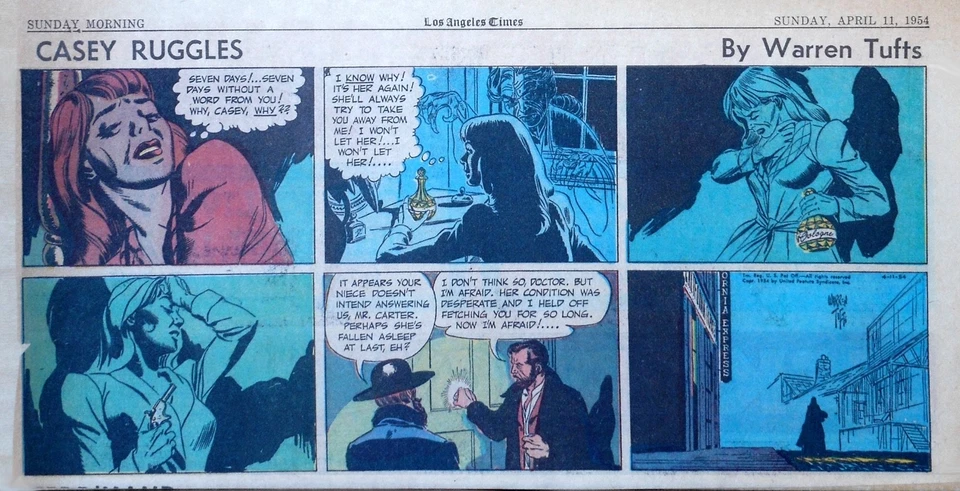 Casey Ruggles por Warren Tufts - página de quadrinhos colorida de domingo - 11 de abril de 1954 - Imagem 1 de 1