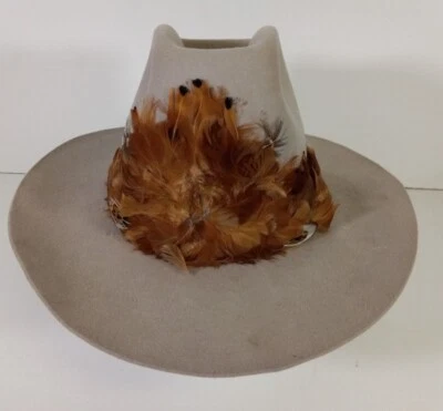 Sombrero de Vaquero Longhorn Negro Plumas Occidentales 100% Lana Talla Pequeña Hecho en EE. UU. Foto 1 de 4