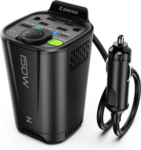 150W Car Power Inverter, 12V DC to 110V AC Car Plug Adapter Outlet Converter, wi - Picture 1 of 6