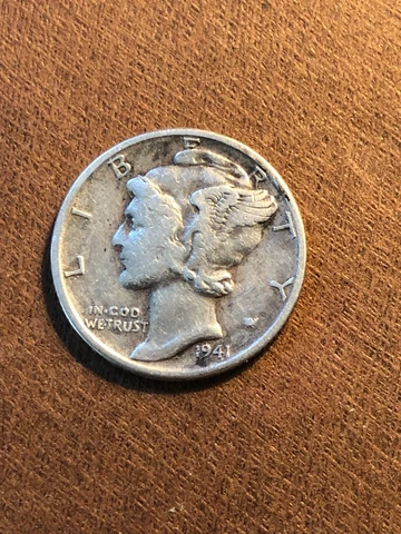 1941-P Mercury Silver Dime,   VF Circ.  Lot F-41359, "FREE SHIPPING" Cover