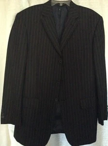 Men's Sz 42R Angelo Rossi Suit Jacket Blazer Coat Black pin Striped Gatsby style - Picture 1 of 10