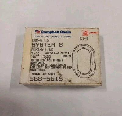 Campbell Chain 568-5615 Master Link 7/32 5mm 3600 Lbs Working Load Limit