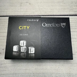 Orrefors Sweden ‘City’ Stainless Steel Ice Cubes Set. New In Box - Picture 1 of 6