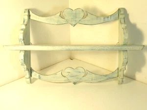 Mensola porta oggetti stile shabby chic con decoro in legno massello di castagno - Imagen 1 de 4