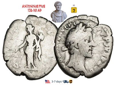 Ancient Roman Empire Coin Silver Denarius ANTONINUS PIUS 138-161 AD #30903 - Image 1 of 3