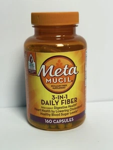 Meta Mucil Fibra Diaria 3 en 1 Suplemento de Fibra de Psylio 160 Cápsulas Salud del Corazón - Imagen 1 de 11