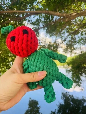 圣诞宝宝苹果绳玩具,豪华手工狗咀嚼玩具 — 第 1/4 张图片