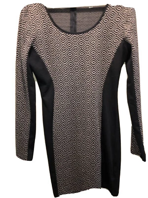 Ya Los Angeles L Dress Bodycon Brown Black Diamond Style YL 12942 Long Sleeve - Изображение 1 из 4