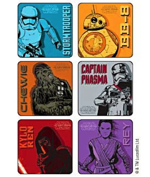 DISNEY 18 Star Wars The Force Awakens Graphics Stickers Party Favors BB-8 R2D2 Chewie