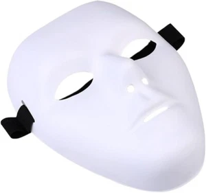 Blank White Male Full Mask Plain Thick Plastic Masquerade Face Masks Cosplay - Picture 1 of 5