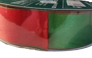 Kirkland Red/Green Reversible Wire-edged Ribbon 50 yards 1.5" W RARE NEW Sealed - Picture 1 of 4