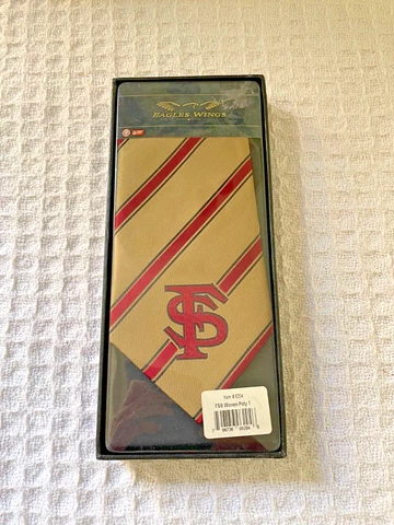 Florida State University FSU Neck Tie Eagles Wings Gold Back with Red Black NIB Cover