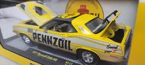 1971 PLYMOUTH BARRACUDA 440 Yellow "PENNZOIL" 1/24 Diecast Car By M2 2024 - Picture 1 of 11