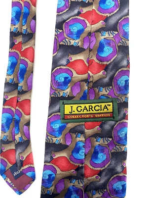 J. Garcia Azul Púrpura Gris y Rojo Abstracto 100% Seda De Colección Jerry Stonehenge Ltd Foto 1 de 4