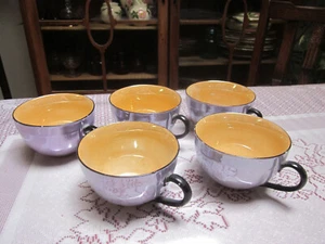 Vintage Lot: (5) Blue & Gold Lusterware Tea Cups (Germany) - Picture 1 of 5