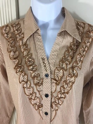 DAKS Vintage Talla Mediana? Grande? Camisa Top Western Rodeo Boho con Volantes Foto 1 de 4