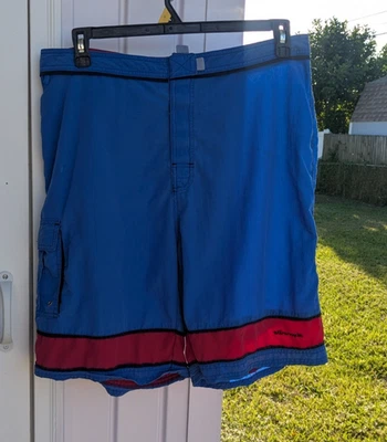 Pantalones Cortos De Colección Jimmy'Z Azul con Rayas Rojas de Nylon con Bolsillo de Carga talla 34 Foto 1 de 4