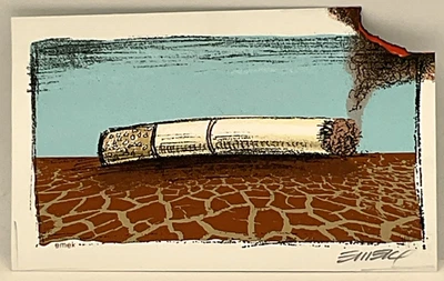 Emek Don't Smoke Signed Screenprint Handbill 3 1/4 x 5 1/2 in. Lit Cigarette - Image 1 of 4