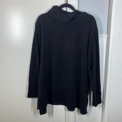 Pullover Cuddl Duds para mujer negro polar manga larga capucha cuello talla 2X Foto 1 de 4