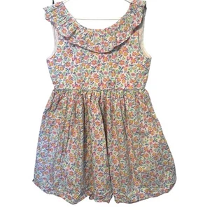 Tommy Bahama Ruffled Party Dress Girls Size 8 White Floral V-Back Bow Coastal - Picture 1 of 9