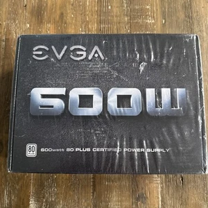 NEW EVGA 600 W1 80 Plus 600W Standard Power Supply 49A P/N 100-W1-0600-K1 Sealed - Picture 1 of 7