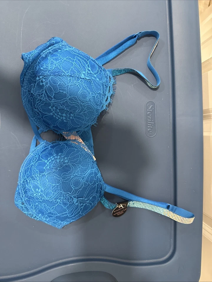 Victoria's Secret Bombshell 32AA Blue Lace Push-Up Bra Brand New with Tags! NWT - Image 1 of 4