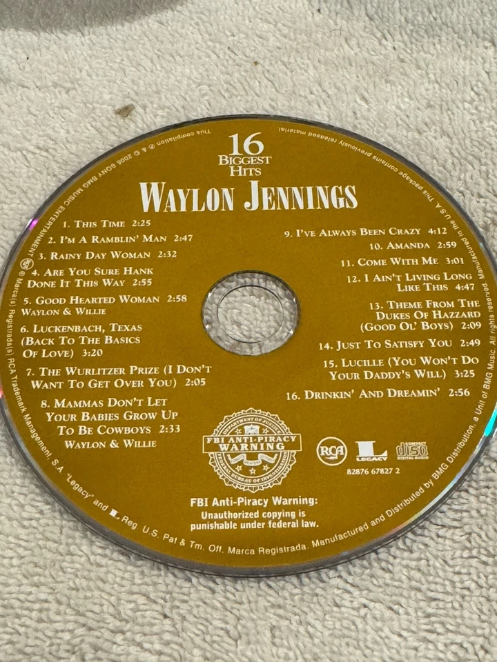 Waylon Jennings - 16 Biggest Hits - CD ONLY IN VERY GOOD CONDITION!!! Foto 1 de 1
